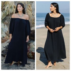 NWT New Lela Dress Rachel Pally black 100% cotton gauze maxi dress coverup S M L